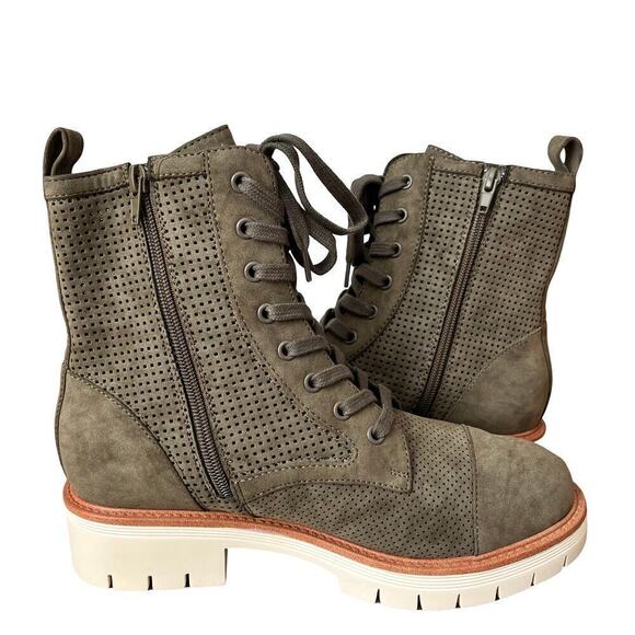 MIA Havenn Kashton Lace Up Combat Boots Size 8.5 Olive Green Perforated Side Zip - Picture 7 of 12